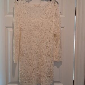 White open work long sweater.